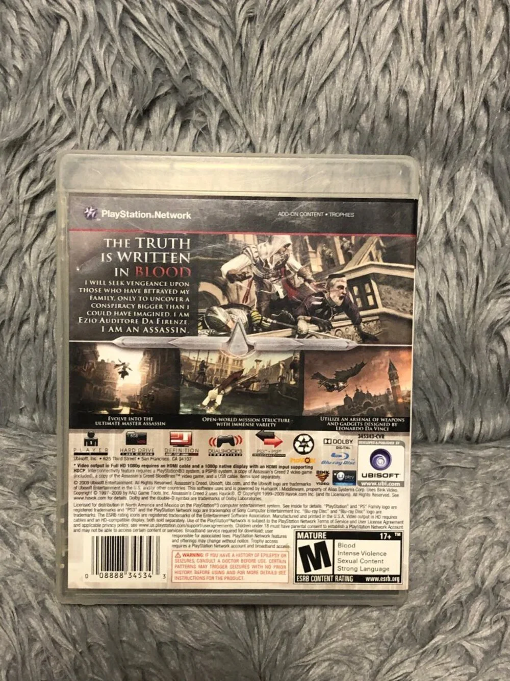 Assassins Creed II PS3 Instruction Manual & Case Only